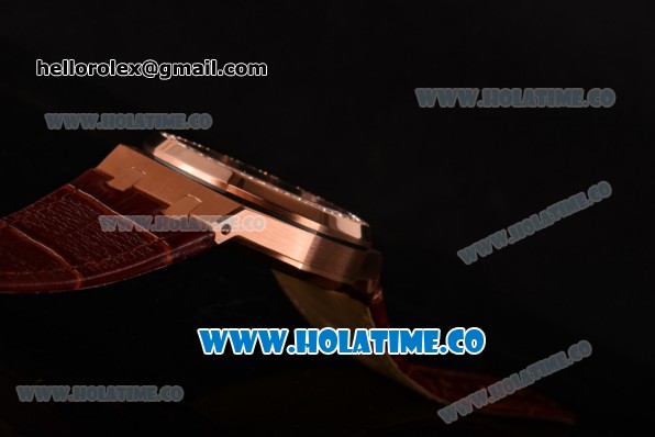 Audemars Piguet Royal Oak 41MM Swiss Tourbillon Manual Winding Rose Gold Case with Black Dial Diamonds Bezel and Stick Markers (FT) - Click Image to Close